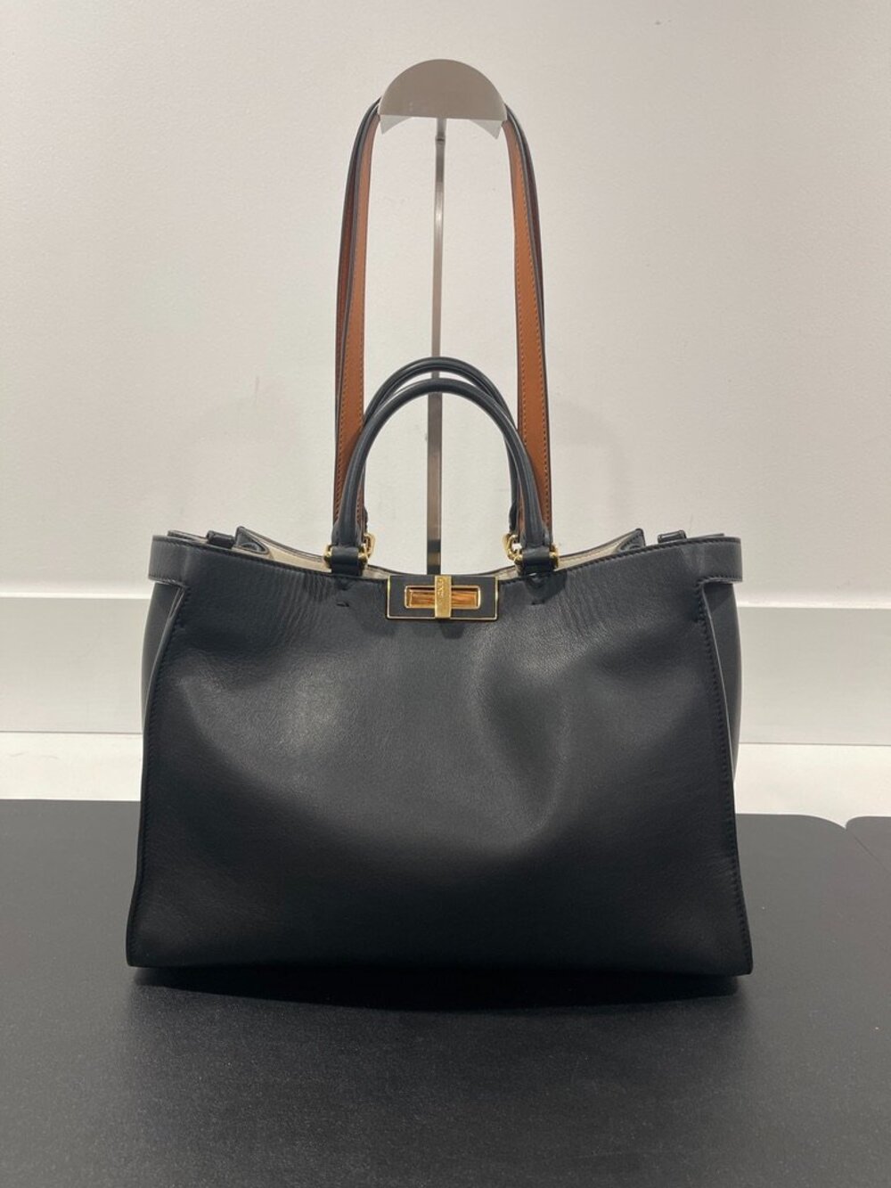 Fendi Peekaboo Medium Tote Bag Black/Brown (JB1460)